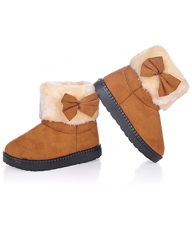 Snow Boots Baby's Girl's Toddler Fashion Cute Bowknot Fur Lining Princess Warm Snow Boots - Brown(b) - C312MXUBUNC $33.93