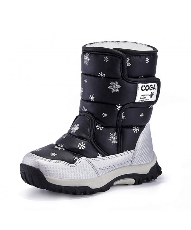 Snow Boots Girls Boys Outdoor Waterproof Winter Snow Boots(Toddler/Little Kid/Big Kid) - Black - C91864YS25A $48.56