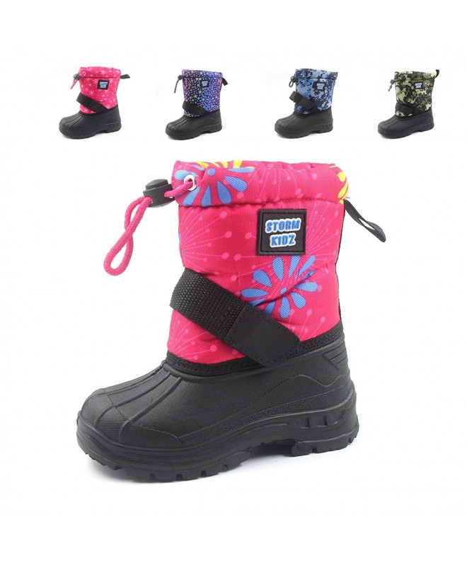 Snow Boots Unisex Cold Weather Snow Boot (Toddler/Little Kid/Big Kid) Many Colors - Pink Flowers - CJ17YLAHAUZ $39.23