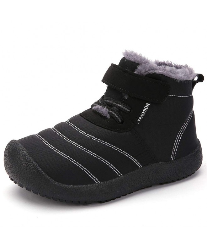 Snow Boots Boy's Girl's Snow Boots Fur Lined Winter Outdoor Slip On Shoes Boots - 2.black - C518HA0Y8EL $25.08