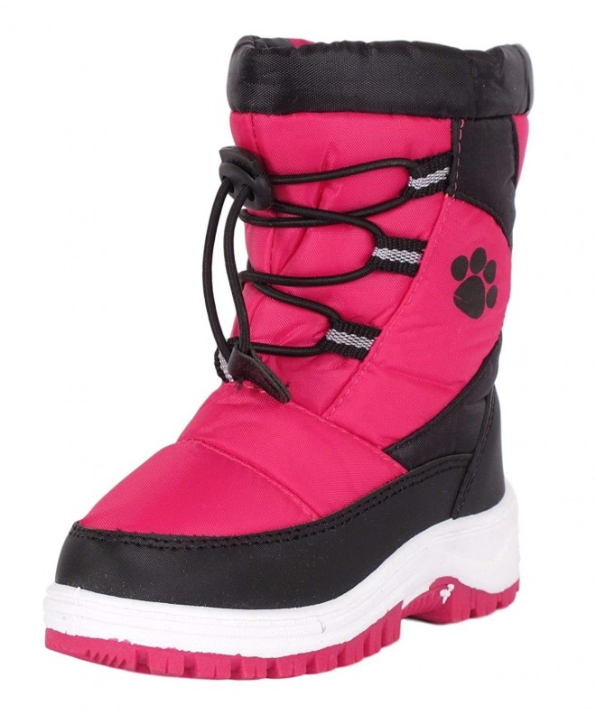 Snow Boots Girls Paw Print Snow Boots - Kids - Fuchsia Black - CW12N6F6764 $55.72