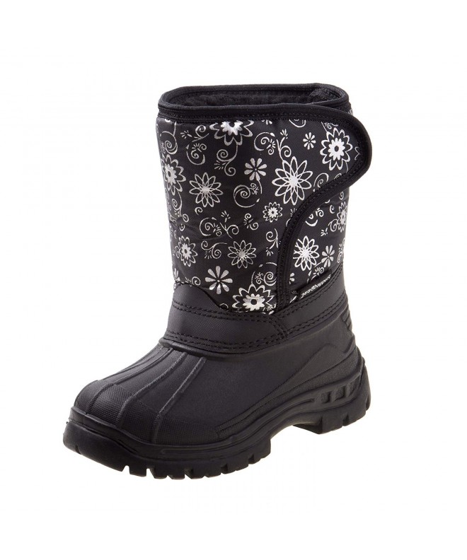 Snow Boots Girls Snow Boots with Snowflake Print (Toddler - Little Kid - Big Kid) - Black - CX187I8W5UZ $64.08