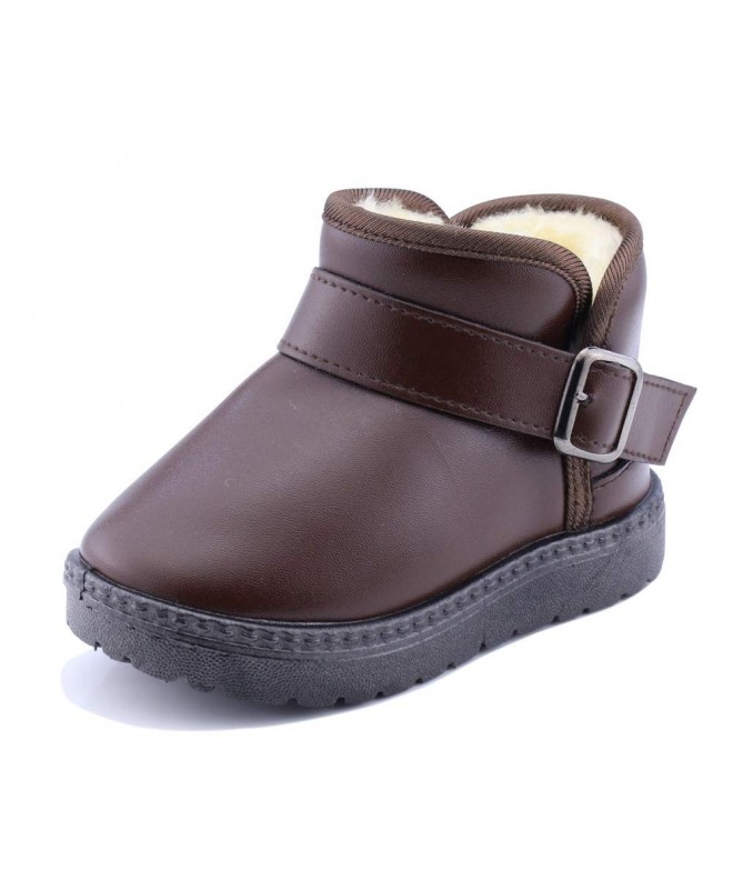 Snow Boots Boy's Girl's Waterproof Fur Lining Flat Short Ankle Winter Snow Boots(Toddler/Little Kid) - 03brown - CI18HHQX5XS ...