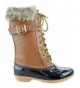 Snow Boots Duck 10K Little Girls Knee High Rain Lace Up Fur Trendy Rubber Duck Boots - Tan - C418IHE7AO4 $54.79