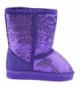 Snow Boots FEBE Baby Girls Sequin Faux Fur Mid Calf Shearling Boots - Purple - CD18IHM6UOX $30.73