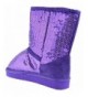 Snow Boots FEBE Baby Girls Sequin Faux Fur Mid Calf Shearling Boots - Purple - CD18IHM6UOX $30.73