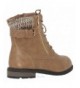Snow Boots Girl's Round Toe Military Lace Up Knit Ankle Cuff Low Heel Combat Boots - Taupe*l32k - CV18K790WTT $43.83