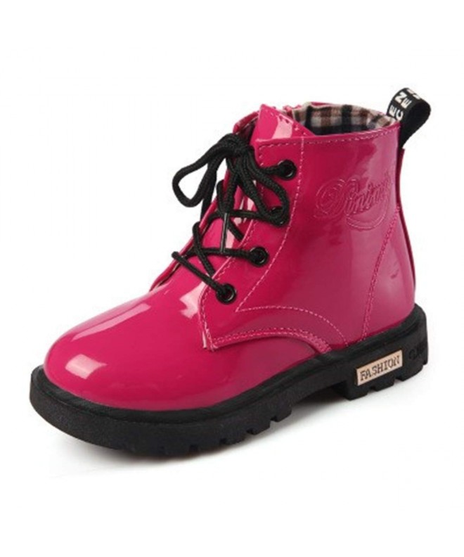 Snow Boots Kids Boys Girls Waterproof Side Zipper Lace-Up Ankle Rain Martin Boots (Toddler/Little Kid) - A-rose - CM18ISUDMK7...