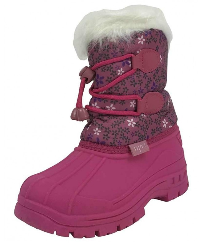 Snow Boots Toddler Little Kid's Warm Fur Snow Boots - Pink Flower - CO188TN8YUQ $42.09