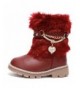 Snow Boots Girls Rhinestone Side Zipper Bowknot Warm Winter Fur Snow Boots (Toddler/Little Kid) - Wine Red - CG12JF850ZJ $29.60