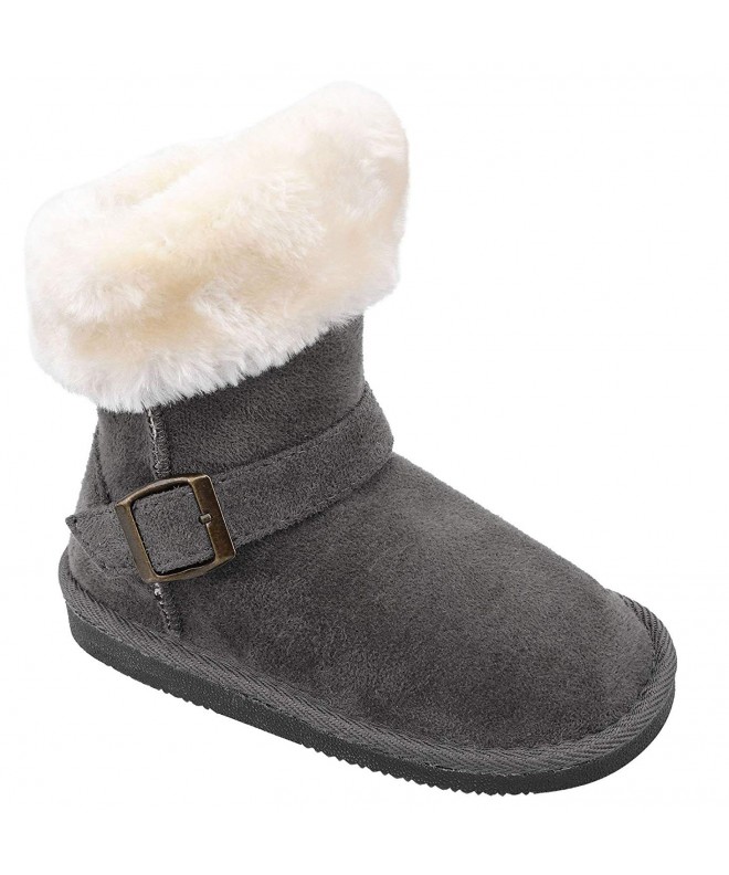 Snow Boots Toddlers Winter Suede Shoes with Faux Fur Linning Boys/Girls Snow Boots - 7994_charcoal - CM1896ZD3GM $64.36