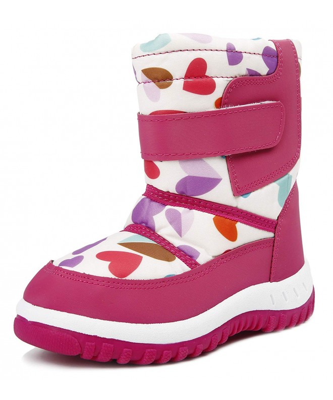 Snow Boots Girls Boys Snow Boots Winter Waterproof Slip Resistant Cold Weather Shoes - Fuchsia - CD18K6WW3O5 $47.13