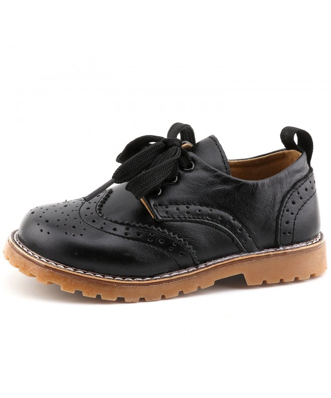 Oxfords Toddler Little Kid Girl Boy Dress Oxford Leather Shoe - Black - CP186AWXGQZ $66.59