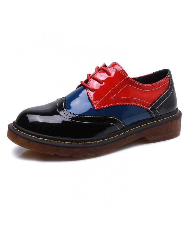 Oxfords Lady s Full Brogue Derby Shoes Assorted Colours Classic Flats Shoes - Red - CU12MAEF9FT $57.47