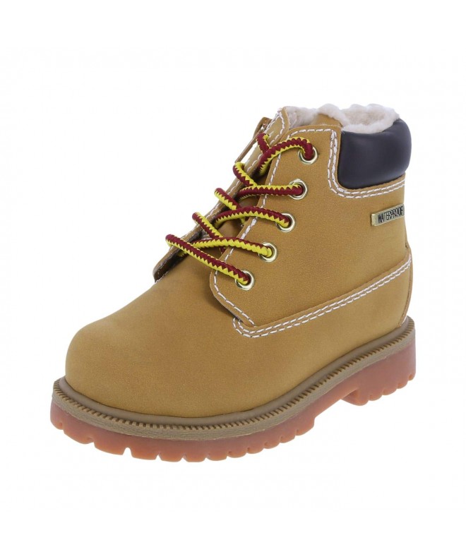 Boots Boys' Tan Boys' Toddler Fleece Waterproof Boot 5 Regular - Golden Tan - CQ12MXFNOGX $61.07