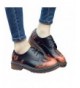 Oxfords Lady s Classic Lace-up Shoes Red Flames Round Toe - Red - CE12MZR2YXD $57.74