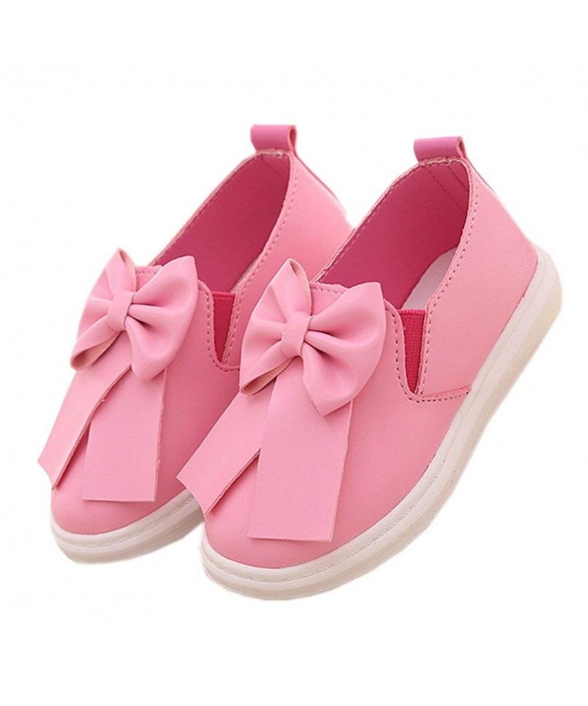 Oxfords Girls Casual Oxford Flat Bow Zipper PU Leather Walking Shoes - Peach - CB18CSR4EDO $29.15