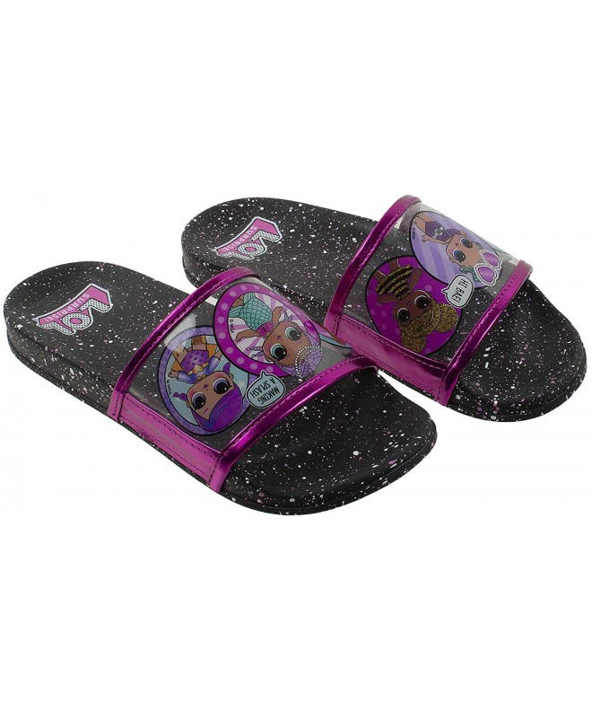 Sandals Girl's Mix Match Baby Cat Merbaby Super BB Crystal Queen Slide Sandal - Black Pink - CO18LDO7YDN $49.99