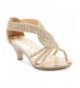 Sandals Girls Strappy Rhinestone Sandal - Gold Glitter - CY185DMX3WX $40.87