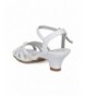 Sandals Girls Open Toe Rhinestone Flower Ankle Strap Kiddie Heel Sandal HC28 - White Leatherette - CC184EI6XIA $46.18