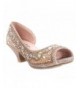 Sandals Fashion Truly-8 Rhinestones Kids Peep Toe Slip On Girls Kitten Heels Sandals Dress Shoes - Champagne - CK182XL7GAY $4...