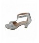 Sandals Excited-95K Girl's Glitter Rhinestone T-Strap Back Zipper Wrapped Heel Sandals - Silver - CV180ND3X2Z $45.67
