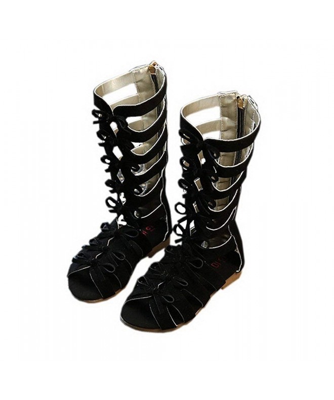 Sandals Girls Fashion Summer Bow Gladiator Sandals Summer Dress Flats - Black - CH183672HU7 $39.92