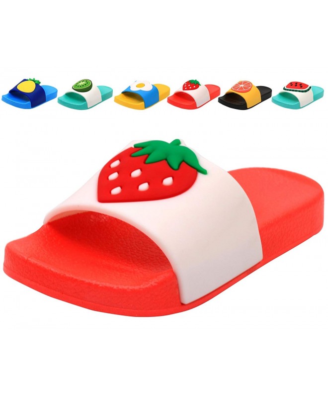 Sandals Colorful Fruit Boys Girls Slide Sandals Summer Beach Pool Bath Slippers(Toddler/Little Kid) - Strawberry - CV18G522KI...