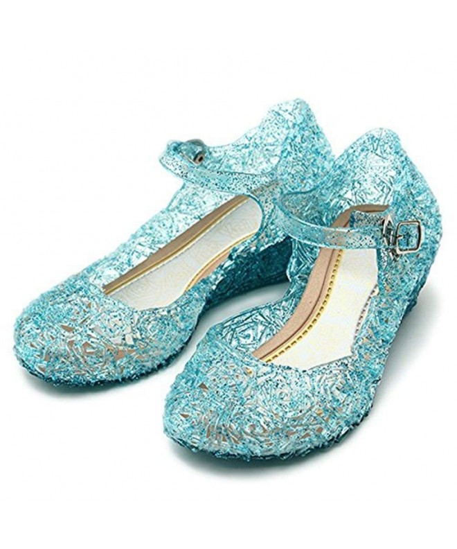 Sandals Princess Girls' Cute Sparkle Sandals Fancy Dress Up Jelly Party Dancing Cosplay Shoes - Blue - CO18K6YRMZW $55.13
