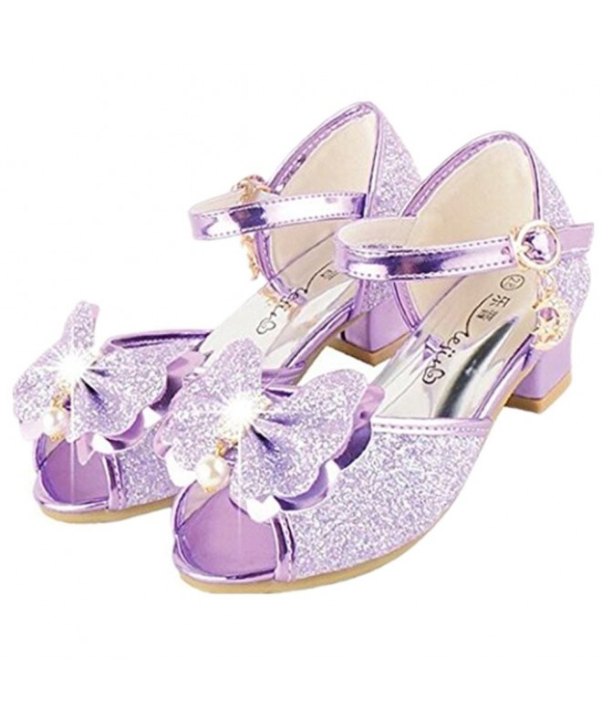 Sandals Kid's Fashion Little Girl's Glitter Pretty Party Dress Pumps Sandals - Purple - CA184OZL27R $45.90