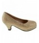 Sandals KP 101 K Little Girls Rhinestone Heel Platform Dress Pumps Silver - Champagne - CP185KL9RCU $46.51