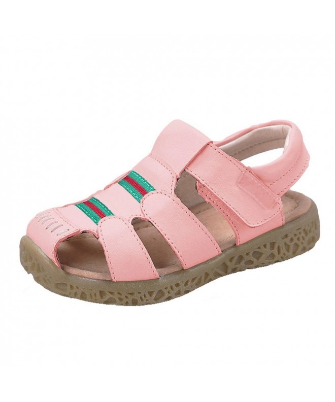 Sandals Closed Toe Leather Fisherman Sandals for Toddler Little Kids Baby Boys Girls - Pink - CE18DWDI440 $34.31