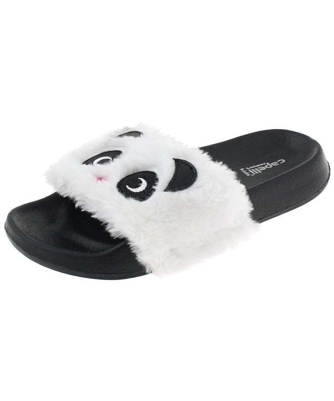Sandals Girls Faux Fur I Feel Lovestruck Fashion Slide - Black Combo - C318040Q4XT $32.16