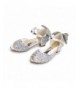 Sandals Girls' Peep Toe Princess Butterfly Kitten Heels Glitter Sandals - Silver - CM18DIICT40 $46.42