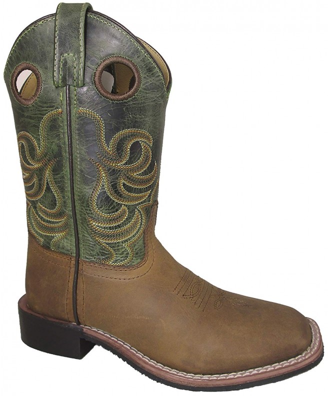 Boots Mountain Toddlers Brown/Green Autry Square Toe Western Cowboy Boot - CQ12HJVILCX $73.37