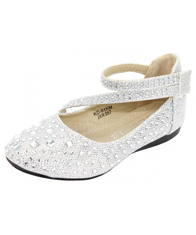 Sandals Link Girls Cute Rhinestone Ballet Ballerina Flats - Silver - CX182HE5HL4 $44.73