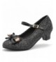 Sandals Girl's Glitter Sparkling Dress Shoes Low Medium Heel Pumps Bow Mary Jane Pageant - Black - CU18GX3CSAI $43.23