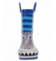 Boots Kids Natural Rubber Rain Boots with Easy-On Handles for Toddler Boys - 3D Printed Shark - Size 4 - CC18IGA0CI5 $45.38