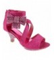 Sandals Ponce 10 Little Girls Glitter Rhinestone Heeled Dress Sandals - Fuchsia - C518HAAIQU2 $50.84