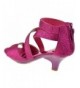Sandals Ponce 10 Little Girls Glitter Rhinestone Heeled Dress Sandals - Fuchsia - C518HAAIQU2 $50.84