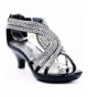 Sandals Angel Little Girls Rhinestone Heel Platform Dress Sandals Shoes - Black - CE17Z364X4I $43.20