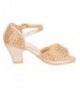 Sandals Girls' Open Toe Chunky Mid Heel Dress Sandal (Toddler/Little Kid/Big Kid) - Gold Crystal - CR18OQZZMY4 $46.44