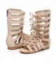 Sandals Children Girls Roman Zipper Bowknot Knee-High Gladiator Sandals Summer Boots - Beige - C7182MKQC89 $42.79