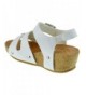 Sandals Rene 40K Little Girls Caged Adjustable Strappy Gladiator Cork Wedge Sandals - White - CY18OTDDSS6 $42.66
