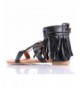Sandals Buckle Back Zipper Casual Fringe Kid Girls Gladiators Sandals Shoes Without Box Black - Black - C512E0A4RTL $37.96