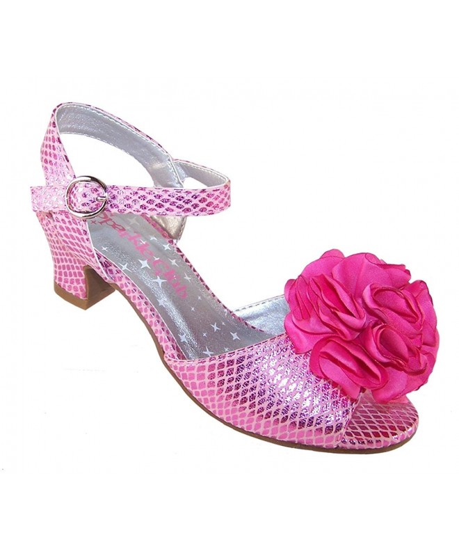 Sandals Girls' Pink Sparkly Occasion Dress Holiday Heeled Sandals Synthetic Mary-Jane - Pink - C412I4E5UUZ $32.96