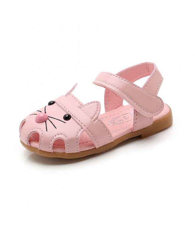 Sandals Cat Shoes Toddler Walking Shoes Little Girl Close Toe Flat Sandals - Pink - CT12NZ7GB6D $24.90