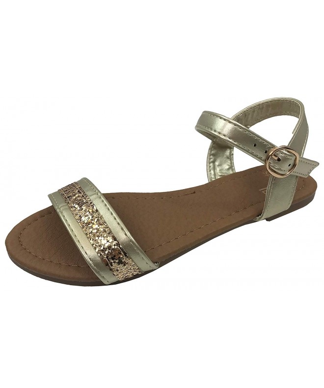 Sandals Girls Kids Wide Over Toe Strap Ankle Wrap Summer Sandals - Gold - CK18CI6XI4M $31.07