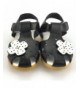 Sandals Girl's Sandal Closed-Toe Leather Floral Casual Princess Flat Shoes(Toddler/Little Kid) - 01black - C6183EYM0EC $18.07