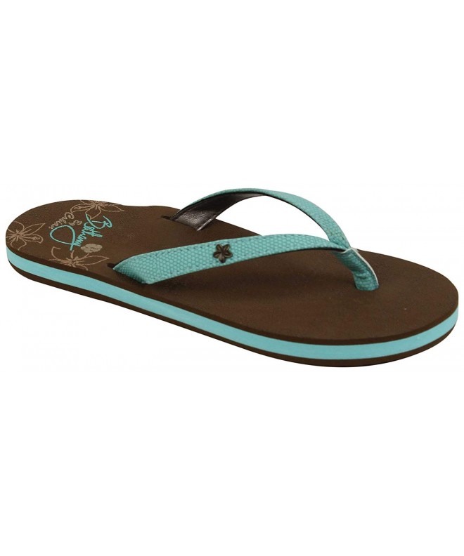 Sandals Girl's Lil Hanalei Man-Made - EVA - Rubber Flip Flops - Turquoise - CR12MBBZZOD $40.62